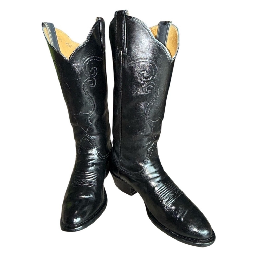 BONA ALLEN Vintage Black Leather Cowboy Western Boots | Men's 9.5D